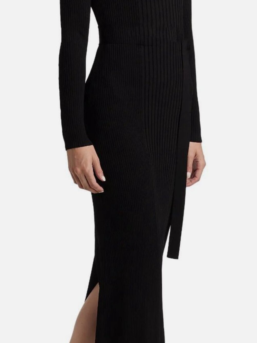 Proenza Schouler Women's Black Lauryn Rib-Knit Long-Sleeve Maxi Dress Size XS